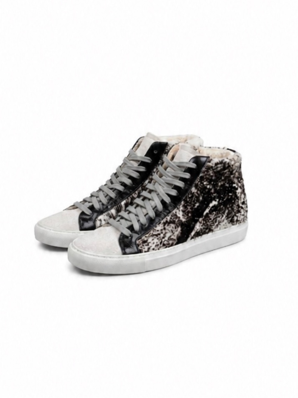 P448 Star High Top Sneaker Cow Print Calf Hair Size 39